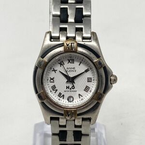 Anne Klein II H2O Watch Women 28mm Silver Tone Date Textured New Battery 6.75"